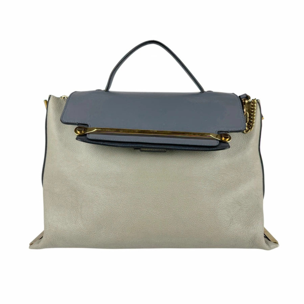 Chloe Claire Shoulder Bag Leather Gray Blue